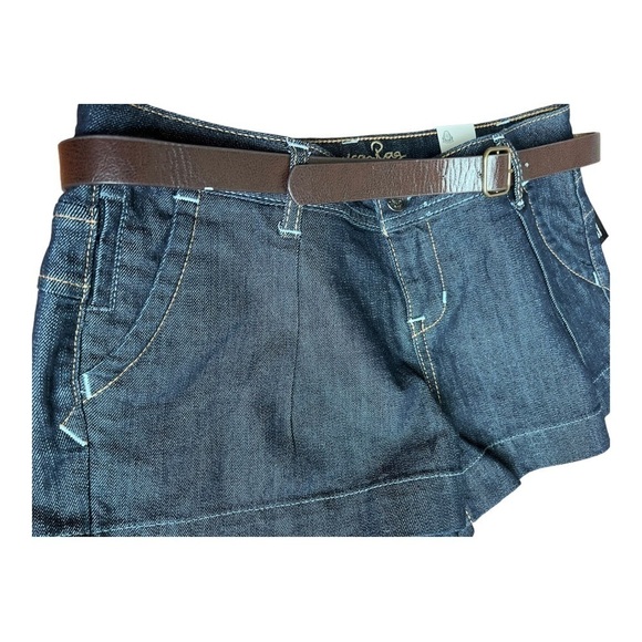 American Rag Blue Cuffed Brown & Gold Belted Jeans Shorts Flap Pocket Size 9 NWT - Picture 4 of 15